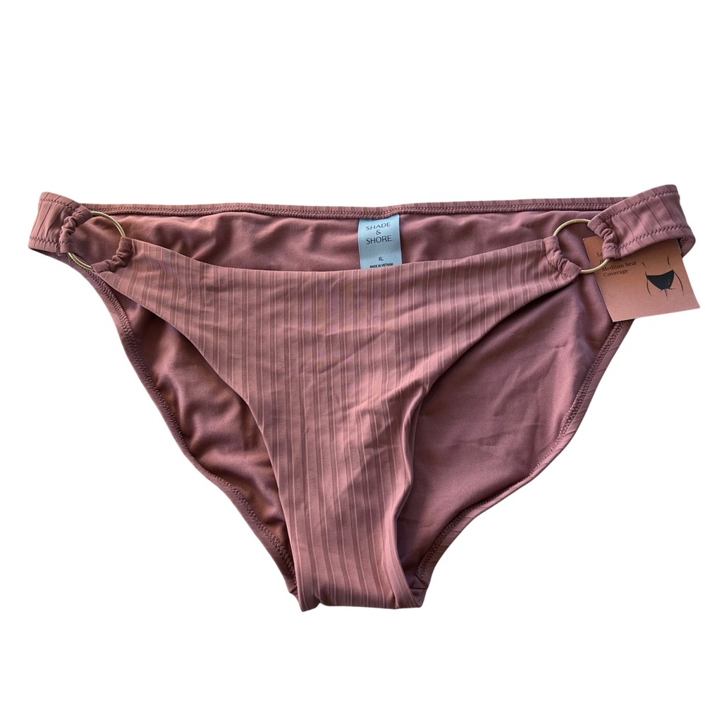 NWT Shade & Shore Mauve Bikini Bottom Low Rise High Leg‎ Medium Coverage XL